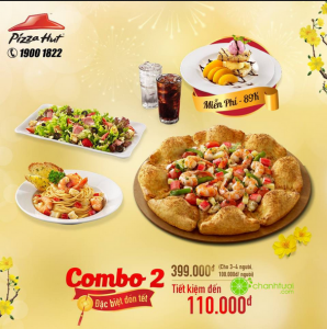 Mẫu thiết kế tờ rơi quảng cáo combo Pizza giá rẻ của Pizza Hut tại Việt Nam