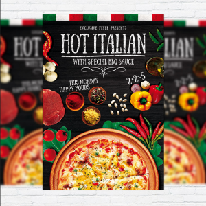 Mẫu in tờ rơi quảng cáo pizza Hot Italian 